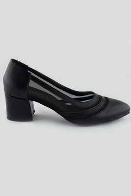 150 Kısa Topuk Siyah Stiletto Büyük Numara Kadın Topuklu Ayakkabı 41-42-43 - 3