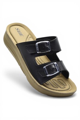 P12 Rahat Ortopedik Taban Günlük Kadın Terlik Çift Toka Kadın Terlik - 4