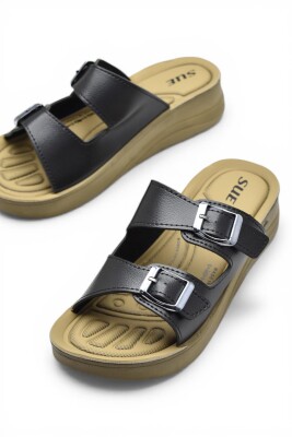 P12 Rahat Ortopedik Taban Günlük Kadın Terlik Çift Toka Kadın Terlik - 5