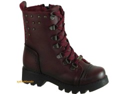 Pinokyo - Pinokyo 6045 Bordo Rahat Taban Kız Çocuk Bot Ayakkabı