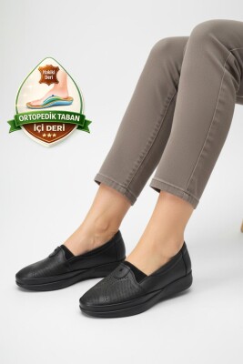 T01-3 Hafif Esnek Ortopedik Taban Günlük İçi Deri Kadın Ayakkabı Casual Anne Ayakkabısı - 1