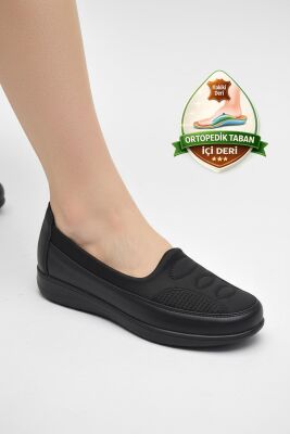T1146 Hafif Esnek Ortopedik Taban Günlük İçi Deri Kadın Ayakkabı Casual Anne Ayakkabısı - 1
