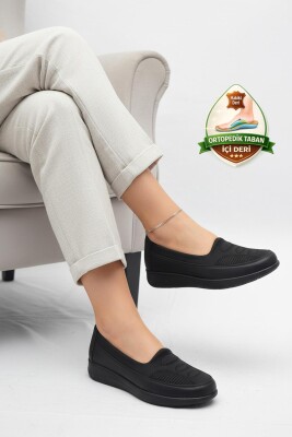 T1146 Hafif Esnek Ortopedik Taban Günlük İçi Deri Kadın Ayakkabı Casual Anne Ayakkabısı - 3