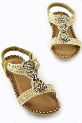 Yumuşak Alt Özel Ortopedik Taban Taşlı Kız Çocuk Sandalet 22Y152-19 - Guja